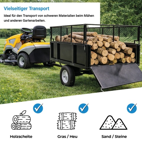 Przyczepka-wywrotka do traktorka ogrodowego/quada 300 kg ogrodowa 114×76 cm