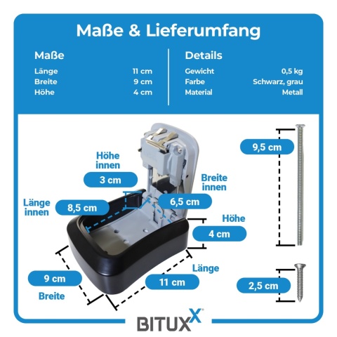 SEJF NA KLUCZE SZYFROWY ZEWNĘTRZNY BITUXX SKRYTKA SZAFKA NA KOD