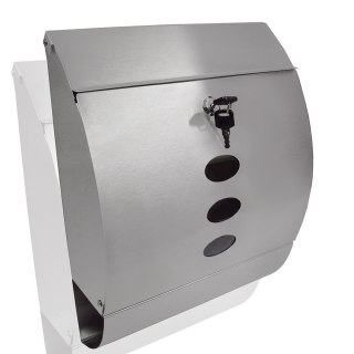 SKRZYNKA POCZTOWA PÓŁOKRĄGŁA ZE STALI NIERDZEWNEJ INOX Z GAZETNIKIEM