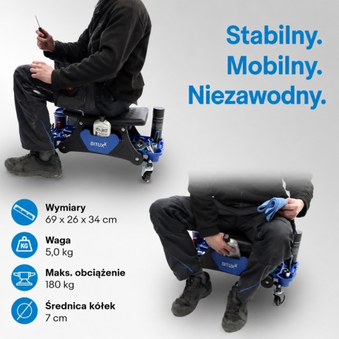 Taboret Warsztatowy Krzesło Krzesełko Stołek z kółkami z organizerem