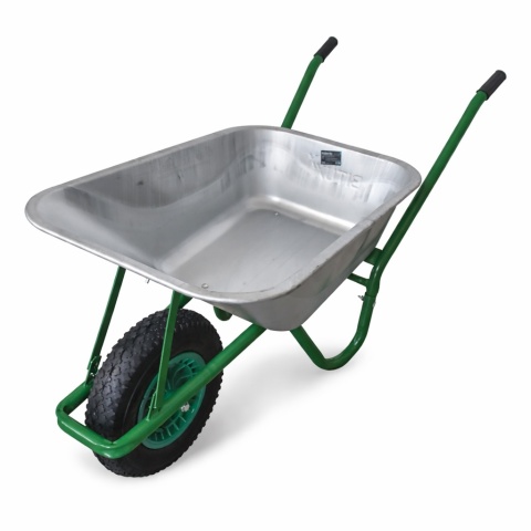 Taczka ogrodowa ocynkowana 100 litrów stelaż stalowy solidna taczka duża misa