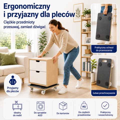 Wózek transportowy 200 kg 58×28,5 cm – platforma z rolką/płytą do transportu ciężkich ładunków