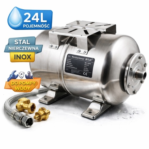 Zbiornik membranowy hydrofor 24L stal nierdzewna INOX do pompy wody BITUXX