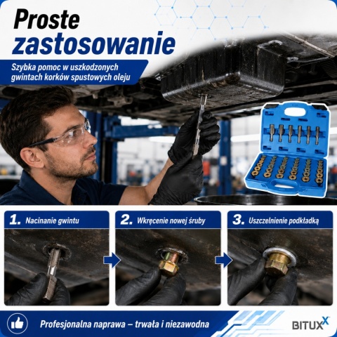 ZESTAW NAPRAWCZY BITUXX DO MISY OLEJOWEJ 114 ELEMENTÓW W WALIZCE