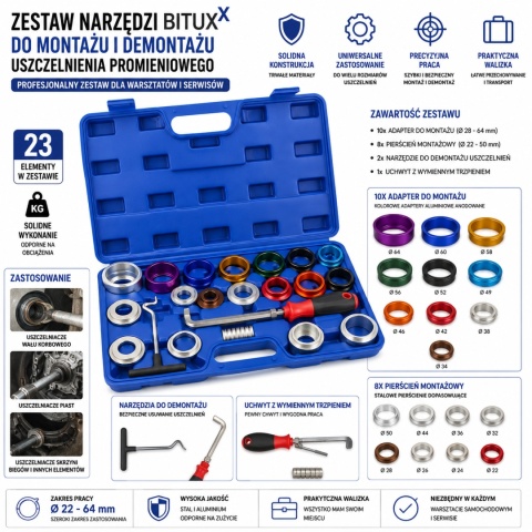 Zestaw narzędzi Bituxx do montażu i demontażu uszczelnienia promieniowego pierścienia