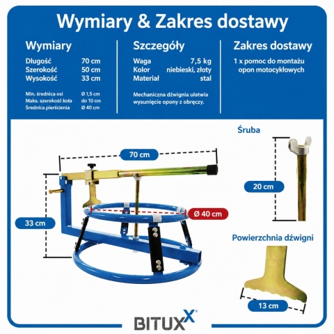 BITUXX Montażownica do opon motocyklowych – łatwa wymiana opon