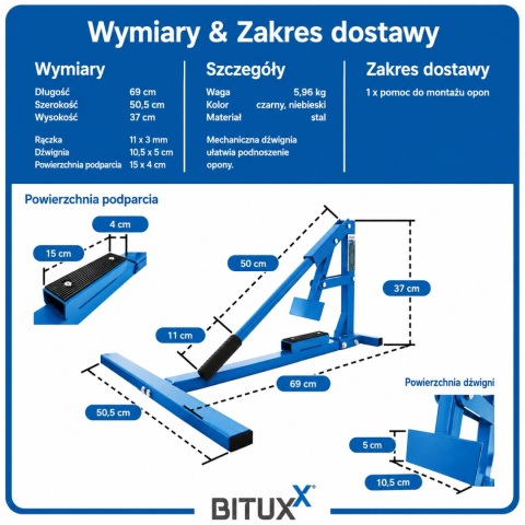 BITUXX – Ręczna montażownica / zmieniarka do opon szybka i prosta wymiana opon w domu czy warsztacie