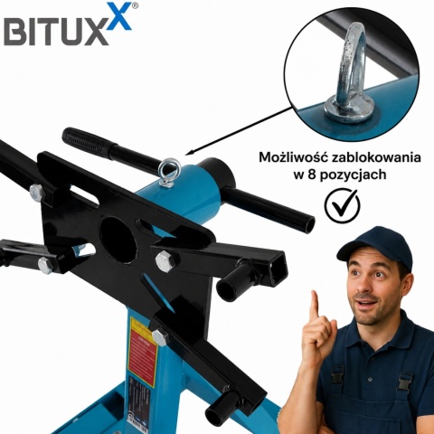 Belka do silnika Stojak do montazu skrzyni do 900kg BITUXX obrotowy na kołach
