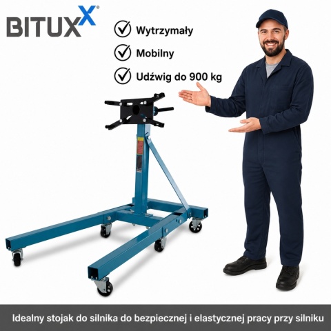 Belka do silnika Stojak do montazu skrzyni do 900kg BITUXX obrotowy na kołach