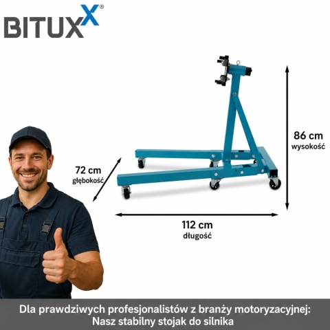 Belka do silnika Stojak do montazu skrzyni do 900kg BITUXX obrotowy na kołach