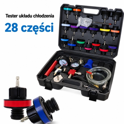 Bituxx 28‑częściowy tester układu chłodzenia – zestaw diagnostyczny do testu szczelności i napełniania chłodnicy