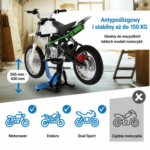 Bituxx podnośnik do motocykla z amortyzatorem – max. 150 kg, uniwersalny