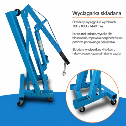 HYDRAULICZNY ŻURAW WARSZTATOWY UDŹWIG DO 2 TON PODNOŚNIK SKŁADANY BITUXX