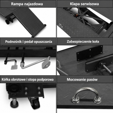 Hydrauliczny motocyklowy podnośnik Bituxx 460 kg – podnośnik serwisowy z nożną pompką, czarny