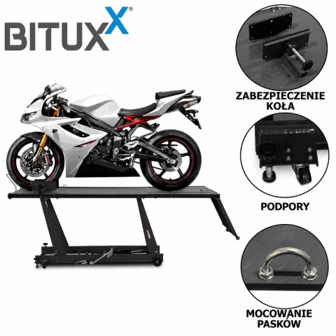 Hydrauliczny motocyklowy podnośnik Bituxx 460 kg – podnośnik serwisowy z nożną pompką, czarny