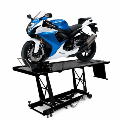 Hydrauliczny motocyklowy podnośnik Bituxx 460 kg – podnośnik serwisowy z nożną pompką, czarny