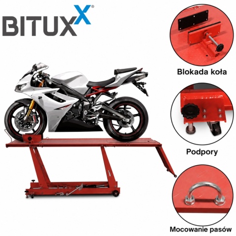 Hydrauliczny podnośnik motocyklowy Bituxx 460 kg – platforma serwisowa, regulowany lift