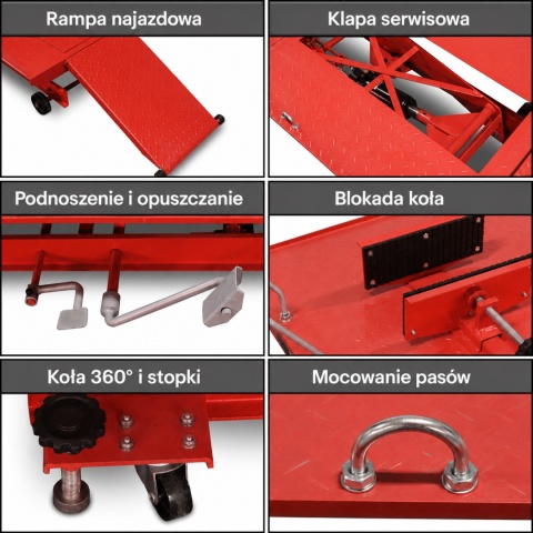 Hydrauliczny podnośnik motocyklowy Bituxx 460 kg – platforma serwisowa, regulowany lift