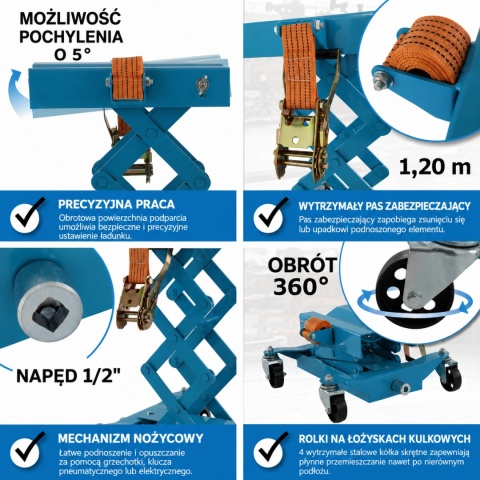 Hydrauliczny podnośnik skrzyni biegów Bituxx do warsztatu garażu demontaż i montaz skrzyni biegów