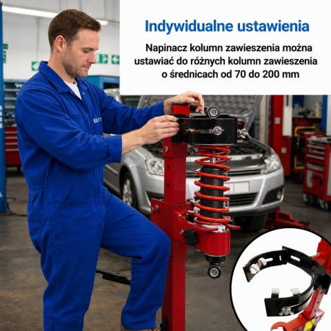 Hydrauliczny ściągacz do sprężyn 2,5 t Bituxx - ściskacz sprężyn zawieszenia 70-200 mm z pedałem nożnym