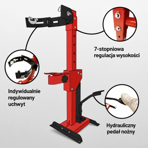 Hydrauliczny ściągacz do sprężyn 2,5 t Bituxx - ściskacz sprężyn zawieszenia 70-200 mm z pedałem nożnym