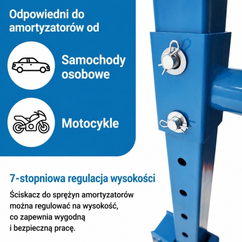 Hydrauliczny ściągacz sprężyn 2,5T pedał nożny regulacja 70-200 mm