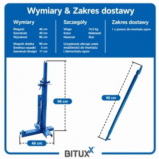 Montażownica do opon BITUXX – stojak do montażu i demontażu opon motocyklowych i samochodowych