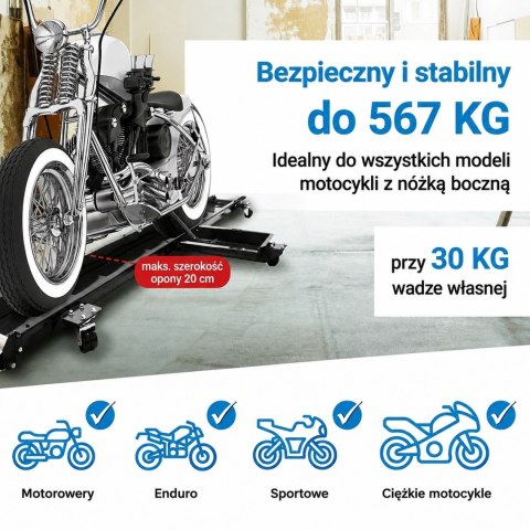 Motocyklowy stojak warsztatowy platforma manewrowa szyna trasportowa