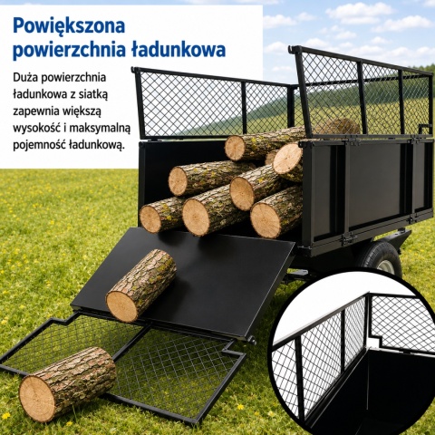 Przyczepka-wywrotka do traktorka ogrodowego/quada 300 kg ogrodowa 114×76 cm