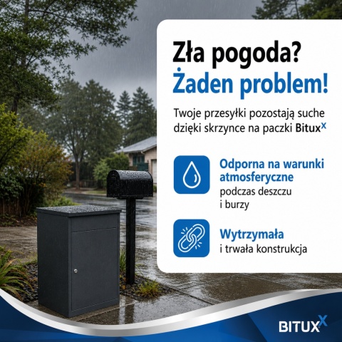Skrzynka Na Paczki BITUXX M Zamykana Antracyt Box Na Przesyłki 54 cm