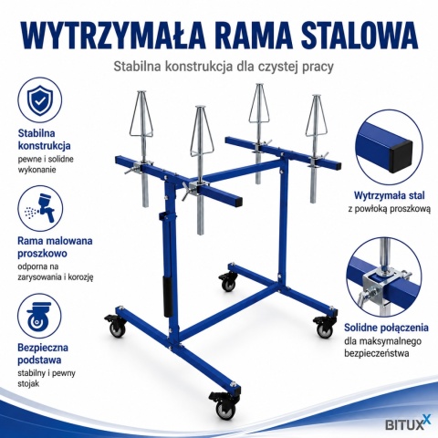 Stojak Lakierniczy Do Felg BITUXX Mobilny Na 4 Felgi 100 kg Warsztat