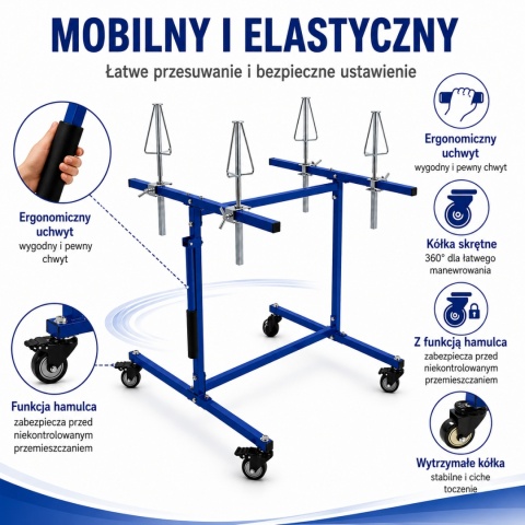 Stojak Lakierniczy Do Felg BITUXX Mobilny Na 4 Felgi 100 kg Warsztat