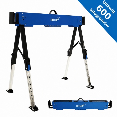 Stół roboczy / kozioł składany regulowany – 600 kg, wysokość 62–87 cm BITUXX