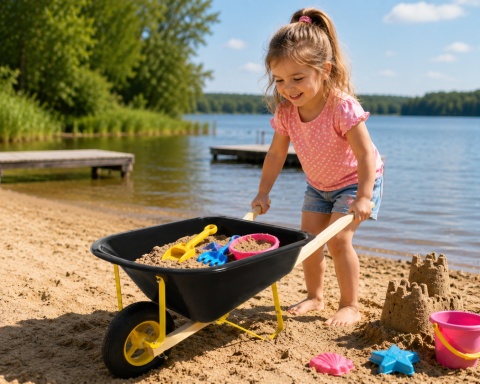 TACZKA DLA DZIECI OGRODOWA DO PIASKOWNICY NA PLAŻĘ DO ZABAWY