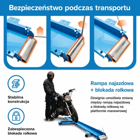 Wózek / platforma manewrowa pod motocykl 567 kg – idealna do ciasnego garażu