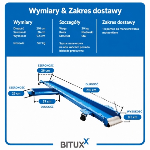 Wózek / platforma manewrowa pod motocykl 567 kg – idealna do ciasnego garażu