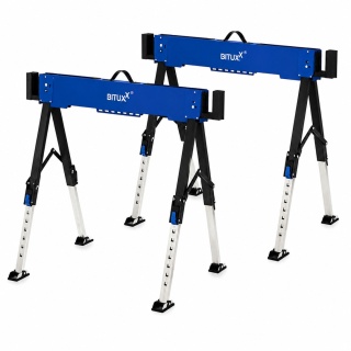 Zestaw 2 sztuki Stół roboczy / kozioł składany 600 kg 2× BITUXX – regulowana wysokość 62–87 cm