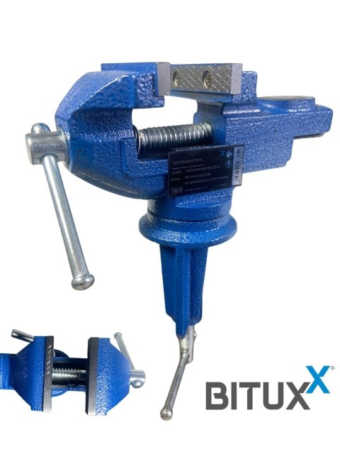 Imadło ślusarskie stołowe 80 mm obrotowe, mocowane na zacisk wytrzymałe