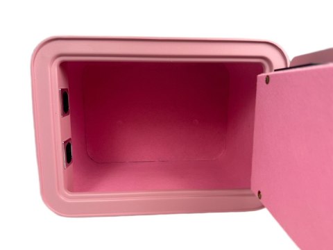 Różowy sejf biurowy domowy na kod i klucz elektroniczny skarbonka