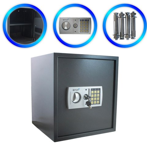 Sejf elektroniczny na kod szyfr + kluczyki duży Domowy 35x40x36cm