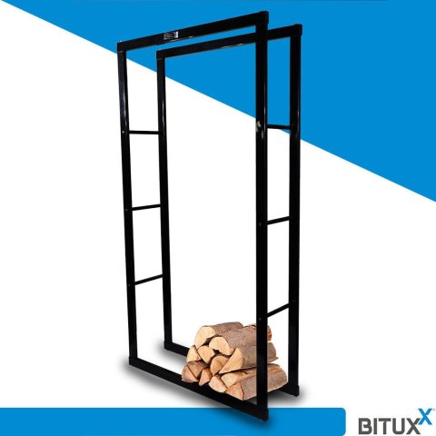 Wysoki stojak na drewno kominkowe Bituxx 80×150 cm metalowy kosz do drewna