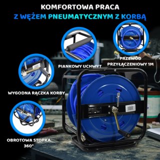 WĄŻ PNEUMATYCZNY 30M Z BĘBNEM BITUXX KORBKA DO ZWIJANIA NIEBIESKI