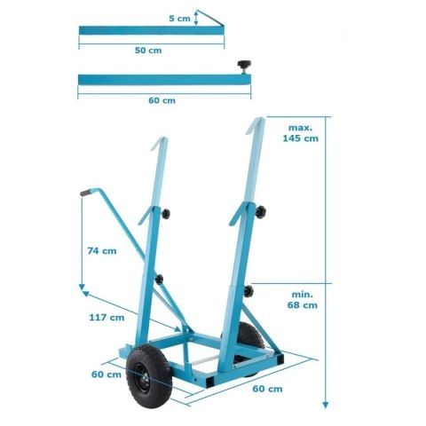 Wózek do transportu płyt do 200kg BITUXX okien regipsów drzwi i okien