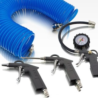 Zestaw akcesoriów do kompresora 4 el. – wąż 15 m, manometr, pistolety z długą i krótką dyszą
