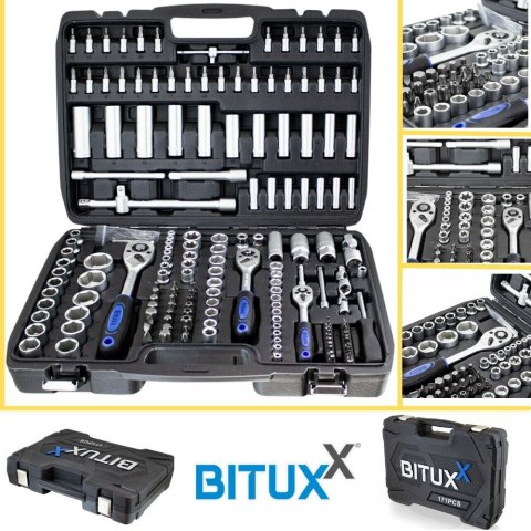 Komplet narzędzi w walizce klucze nasadowe bity imbusy w praktycznej walizce zestaw 171 elementów