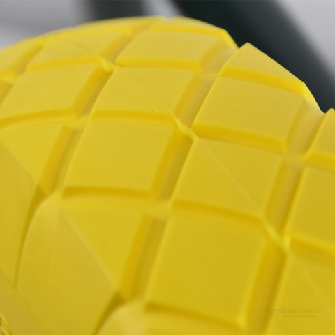 ŻÓŁTE KOŁO DO TACZKI PEŁNE POLIURETAN BEZDĘTKOWE Z OŚKĄ UNIWERSALNE