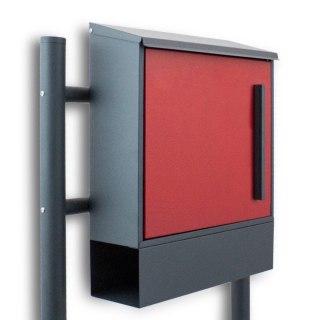 CZERWONA SKRZYNKA POCZTOWA NA LISTY Z BLOKADĄ BOCZNĄ WOLNOSTOJĄCA