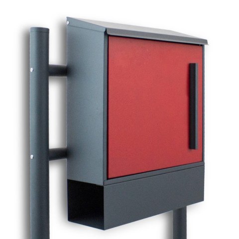 CZERWONA SKRZYNKA POCZTOWA NA LISTY Z BLOKADĄ BOCZNĄ WOLNOSTOJĄCA
