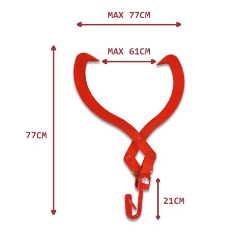 Chwytak do drewna Bituxx 610 mm – kleszcze leśne udźwig 450 kg