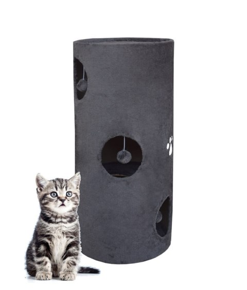 DRAPAK DLA KOTA 78CM TUBA SIWA WIEŻA LEGOWISKO LOKUM DOMEK ZABAWKA